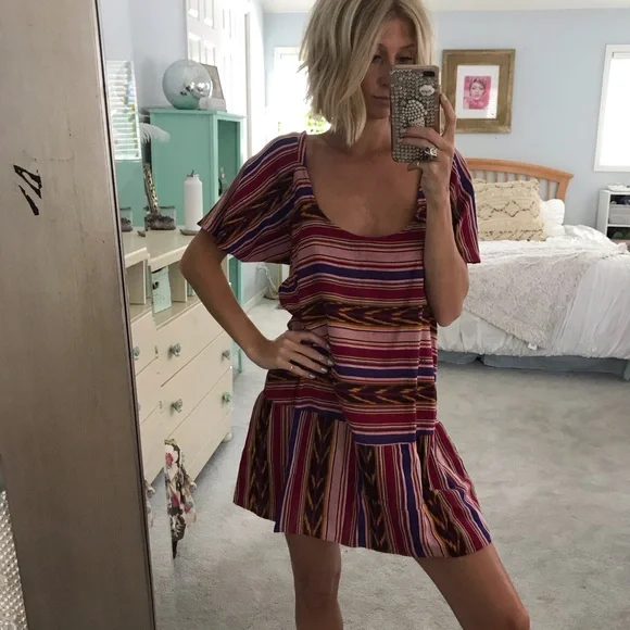 Spanish Style Drop Waist Summer Dress | Color: Purple/Red | Size: M | Adorelou's Closet
